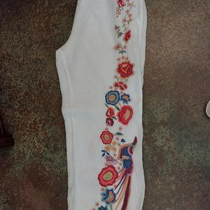 Johnny Was embroidered linen XL pants